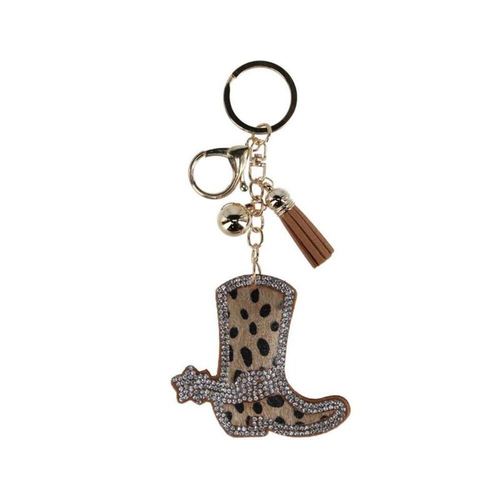 CTM Women's Cheetah Print Glitter Boot Bag Charm